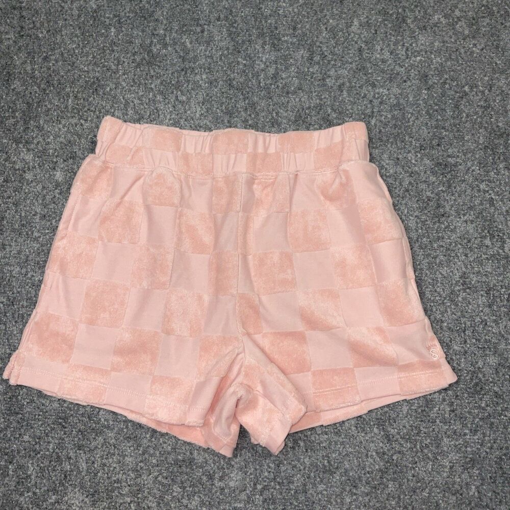 XSET Shorts Womens Size S Pink Terry Checkered Beachy Casual